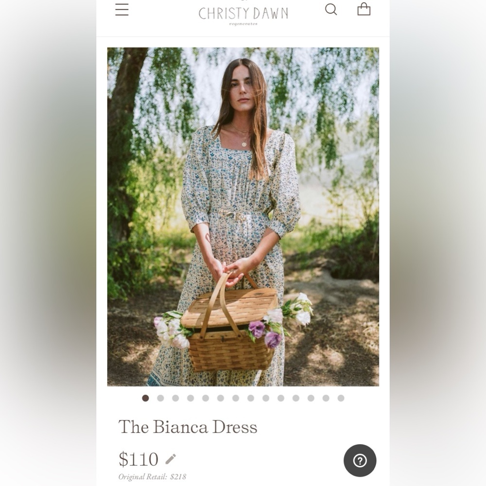 Christy Dawn The Bianca Dress Larkspur Ditsy Field Peace Silk Cotton P-XS